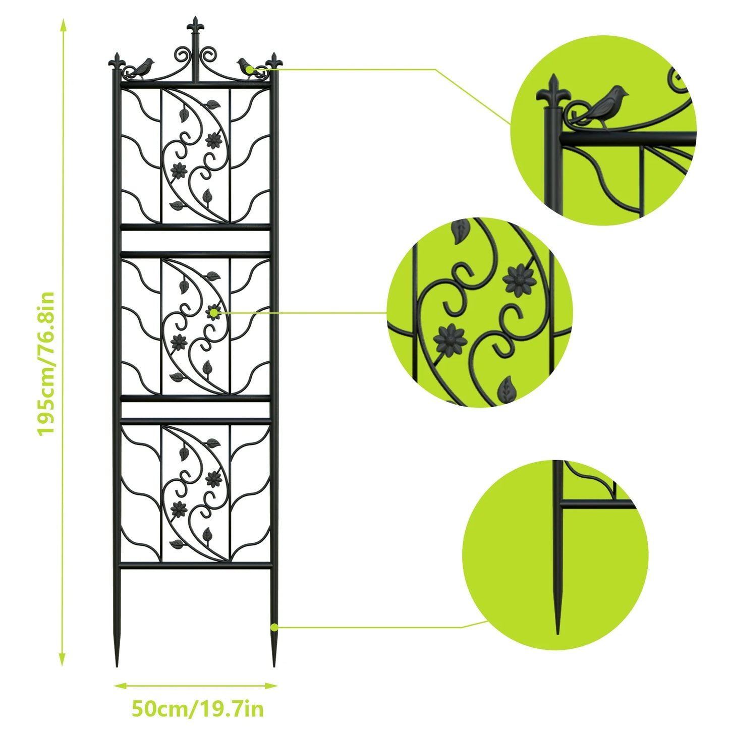 Garden Trellis Fence Panel Iron For Climbing Plants Yard Decor