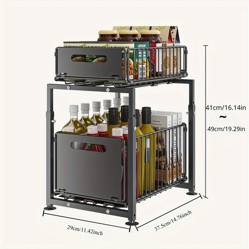 AEHOME 2 Tier Slide Out Cabinet Organizer Under Sink Storage Shelf