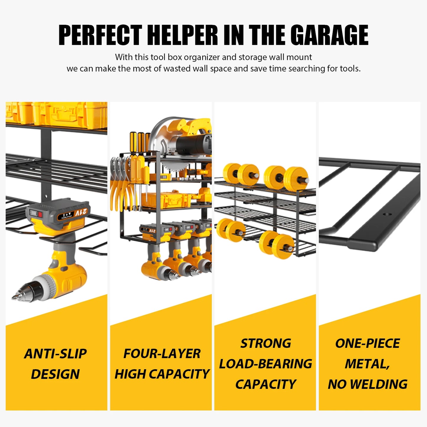 Power Tool Storage Rack 4 Tier Wall Mount Organizer