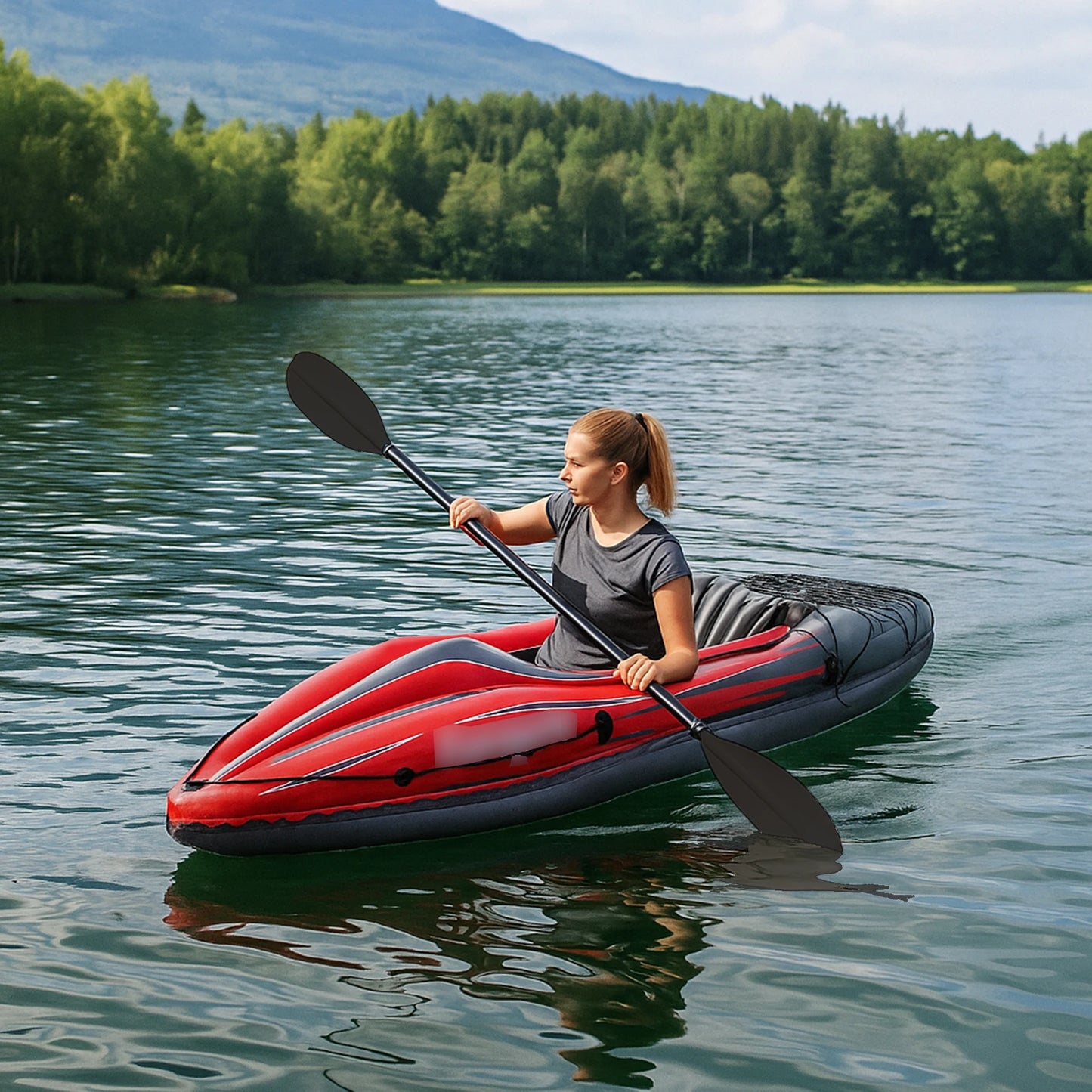 HHSJZWCY Inflatable One-Person Fishing Kayak for Lakes and Rivers
