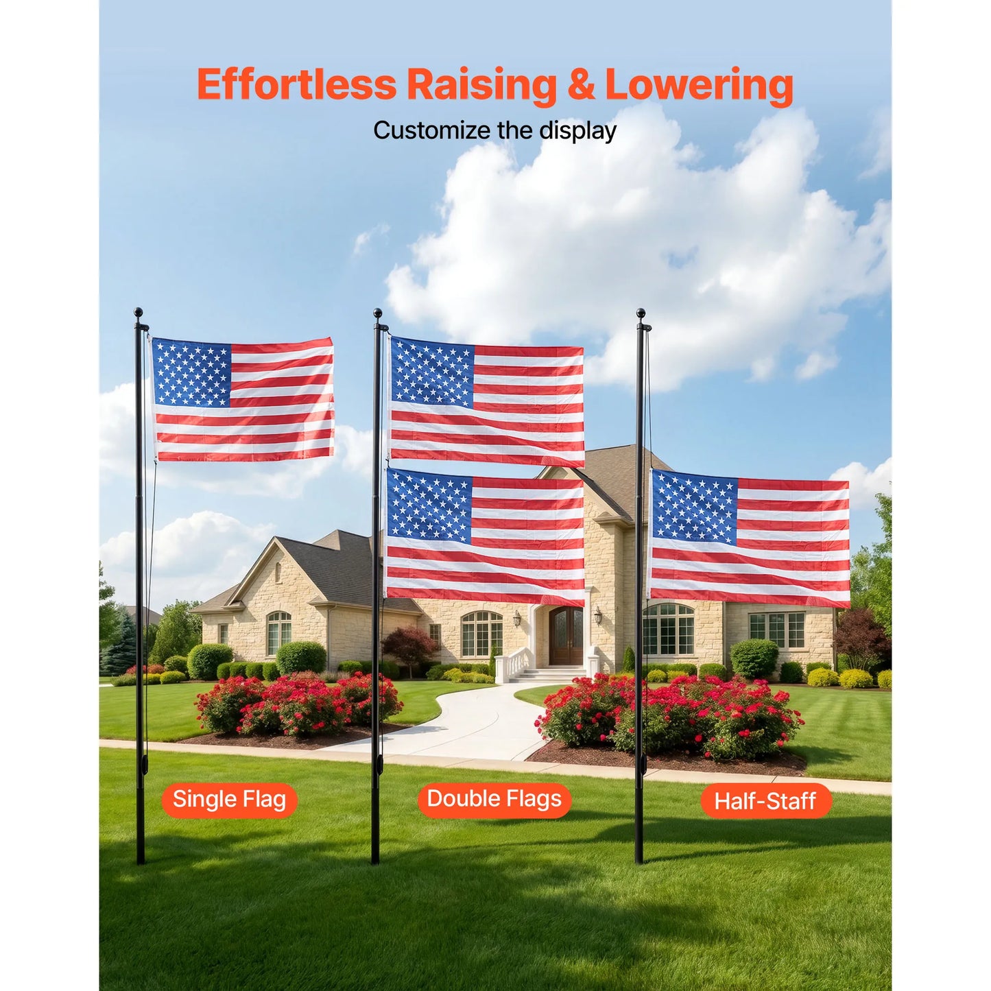 VEVOR Aluminum Flag Pole Kit for Yard With American Flag