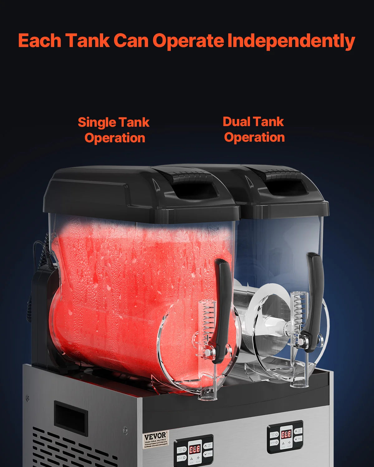 SucceBuy Commercial Slushy Machine Stainless Steel Two Tank System