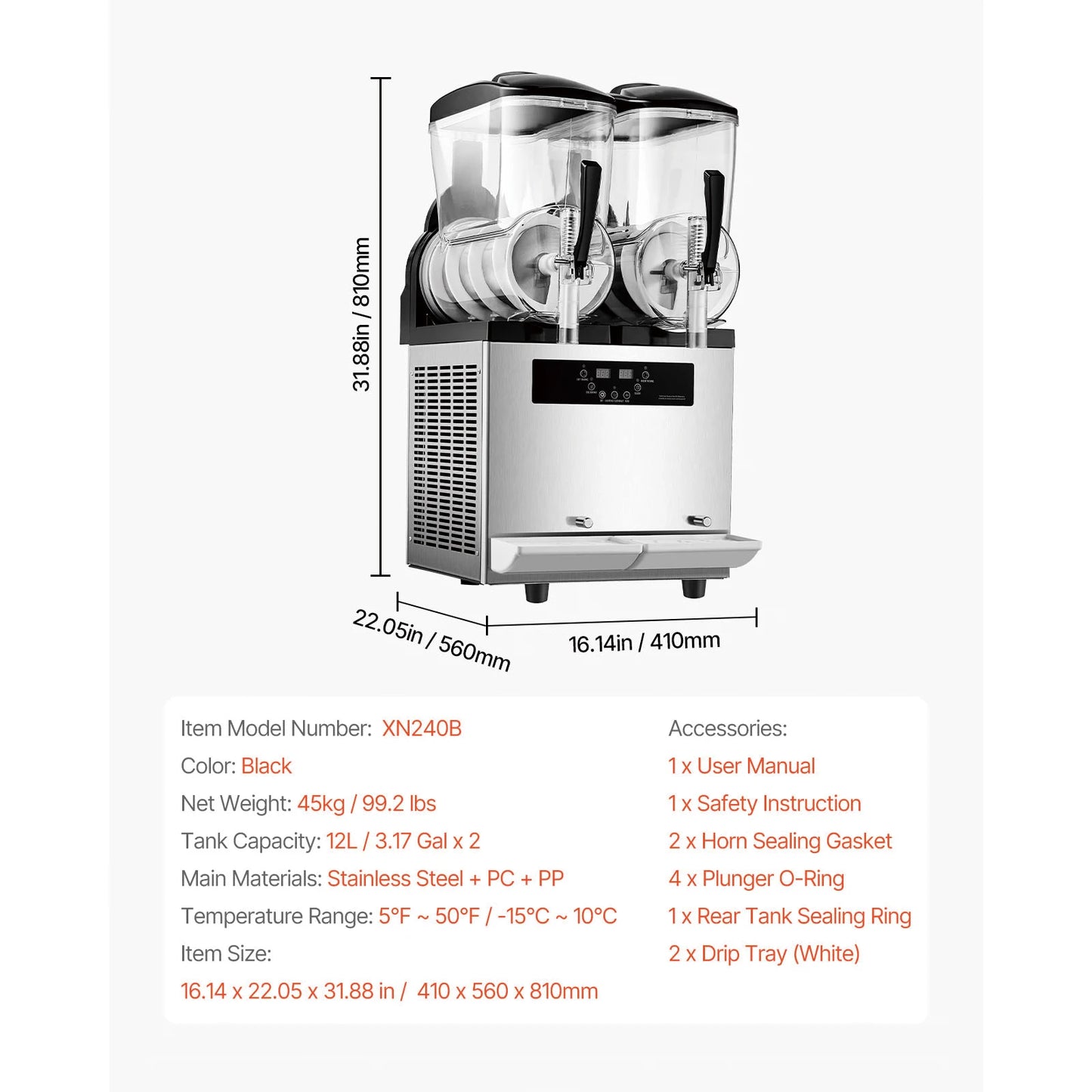 SucceBuy Commercial Slushy Machine Stainless Steel Tanks Margarita Smoothie