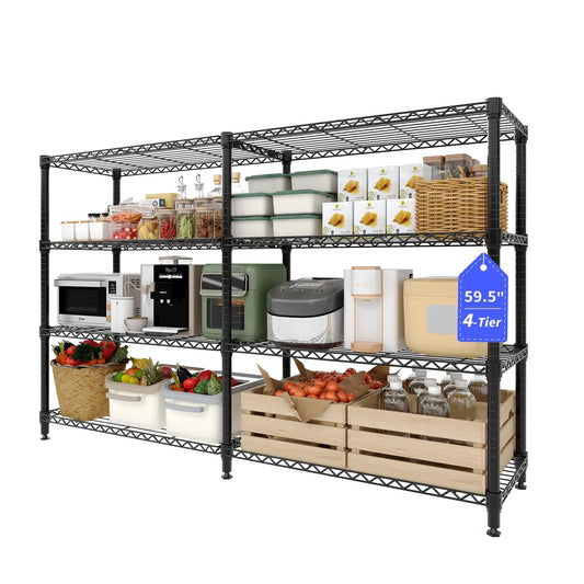 4 Tier Metal Storage Shelves Heavy Duty Wire Shelving Unit