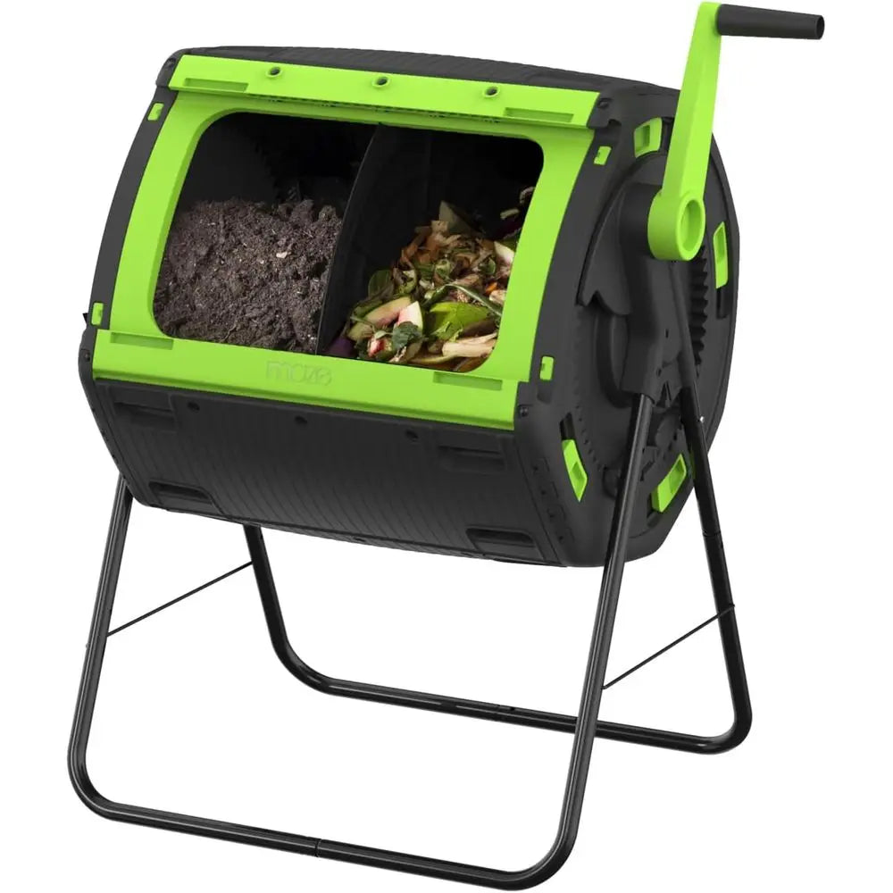 Compost Tumbler Dual Compartment With Easy Geared Turning
