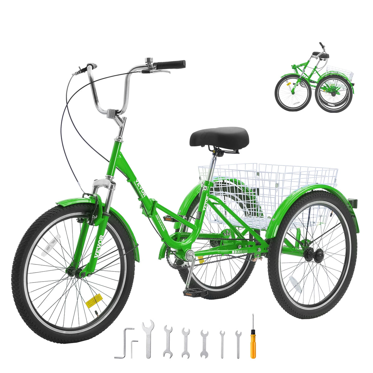 SucceBuy Steel Compact Adult Folding Tricycle For Stable Travel