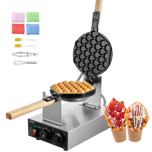 SucceBuy Commercial Egg Bubble Waffle Maker 1400W Rotatable
