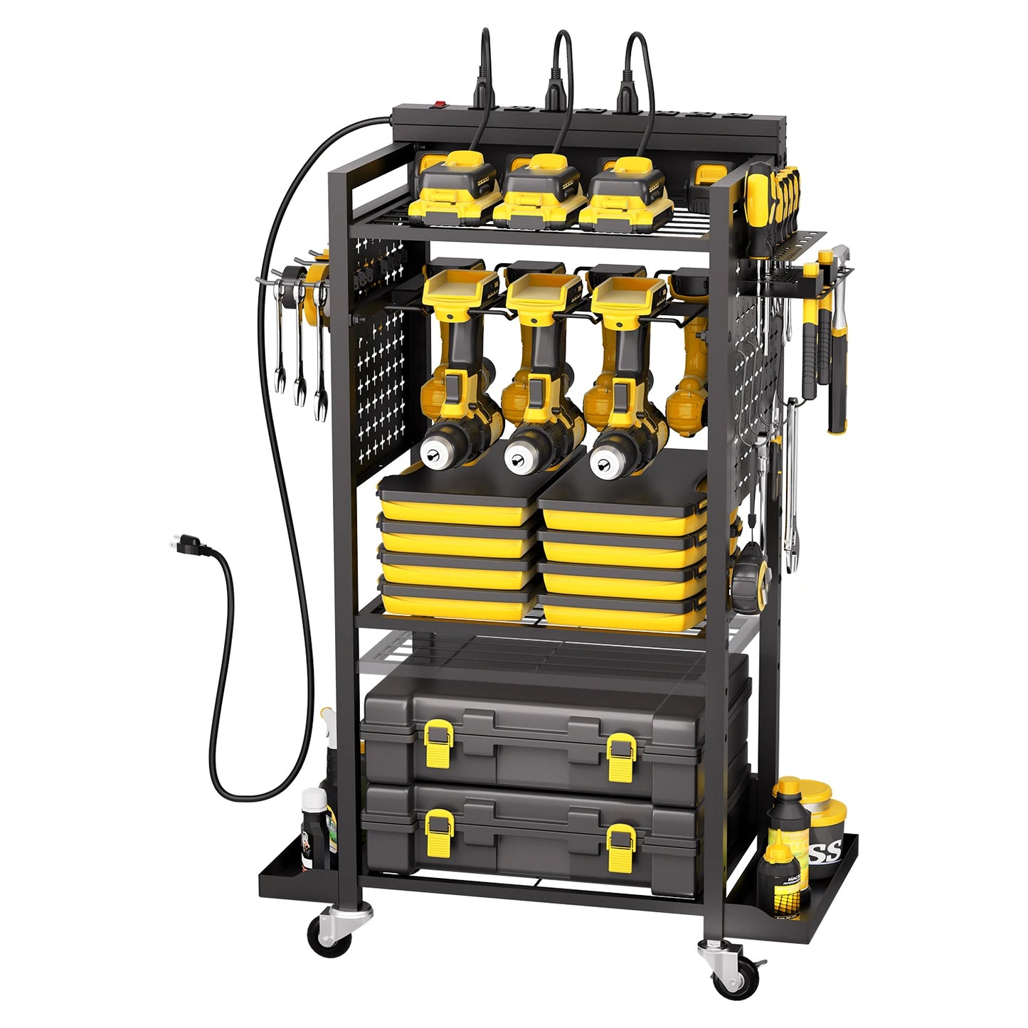 VEVOR 4-Tier Tool Organizer Cart With Charging Station For Workshop
