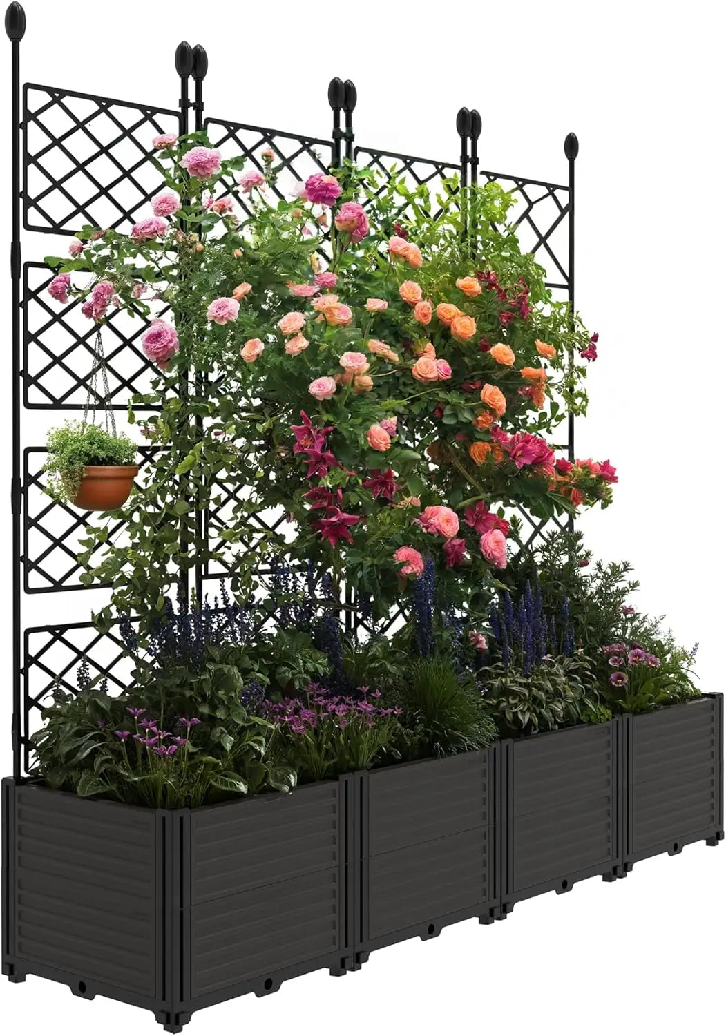 Twister.Ck Plastic Planter Box With Trellis Rack And Drainage