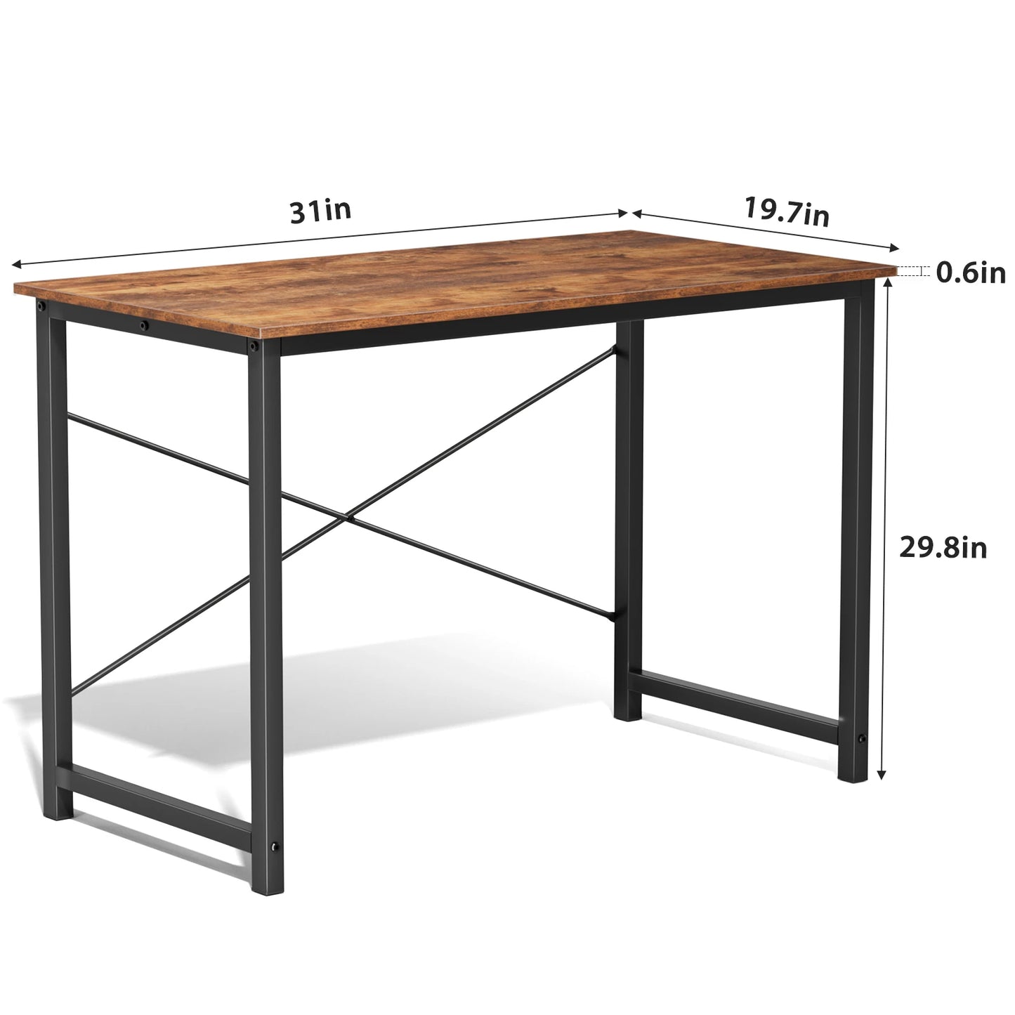 JHK Computer Desk Modern Wood Table With Metal Frame