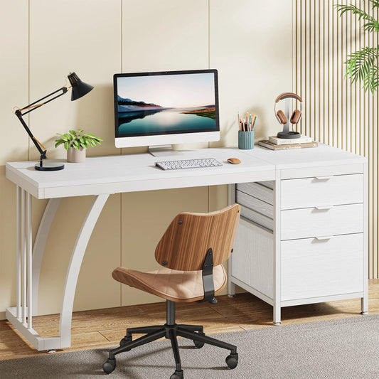 Tribesigns Computer Desk With Three Drawers Industrial Study Table