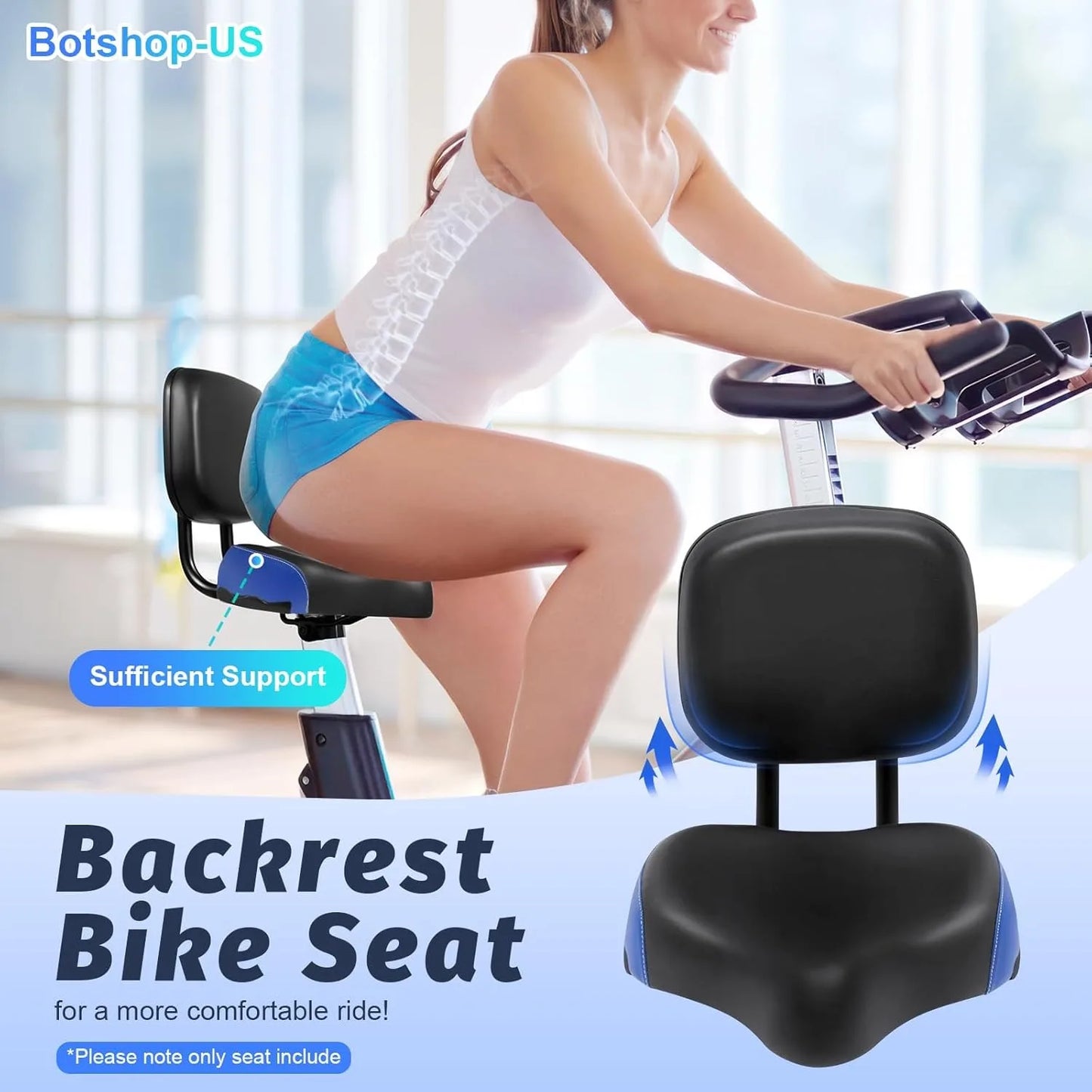 Comfortable Extra Wide Bike Seat With Soft Back Rest Cushion