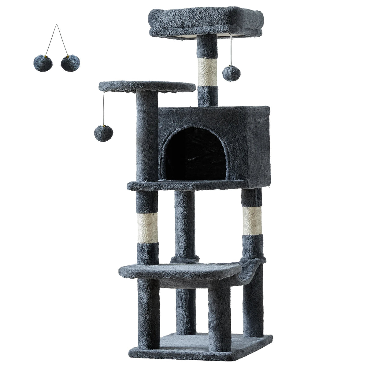 JHK 44 Inch Natural Sisal Tower For Multi Cat Indoor Pet Furniture