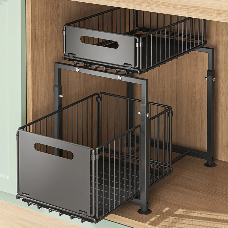 AEHOME 2 Tier Slide Out Cabinet Organizer Under Sink Storage Shelf