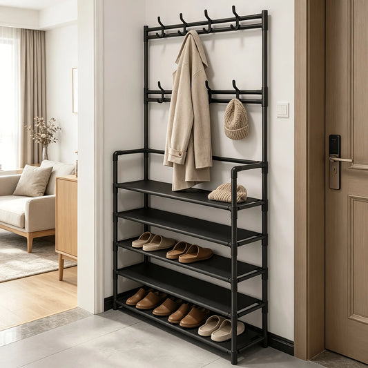 5-Layer Multifunctional Shoe And Coat Rack, Large Capacity