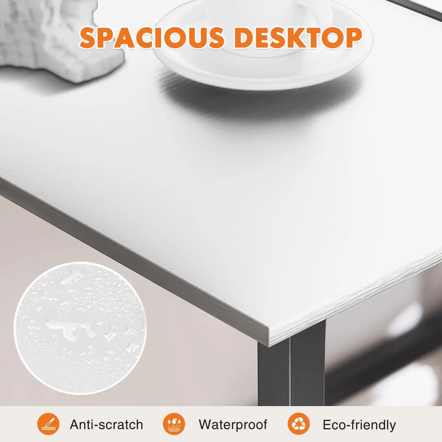 JHK Computer Desk Modern Wood Table With Metal Frame