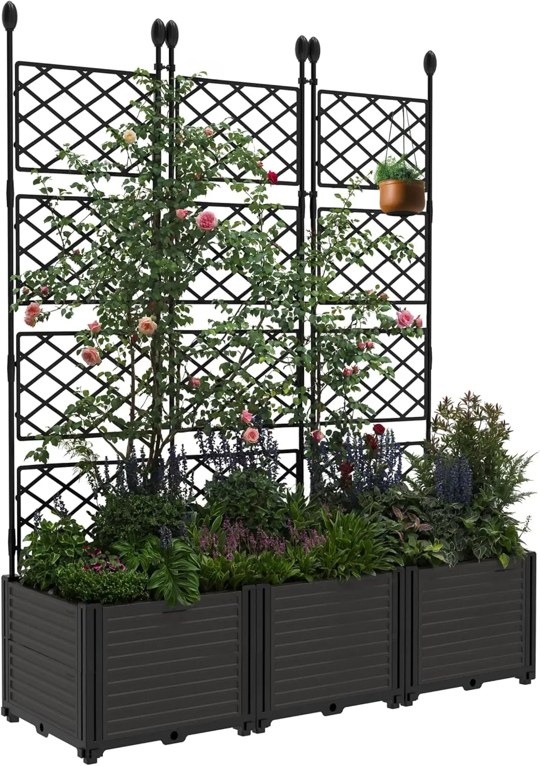 Twister.Ck Plastic Planter Box With Trellis Rack And Drainage