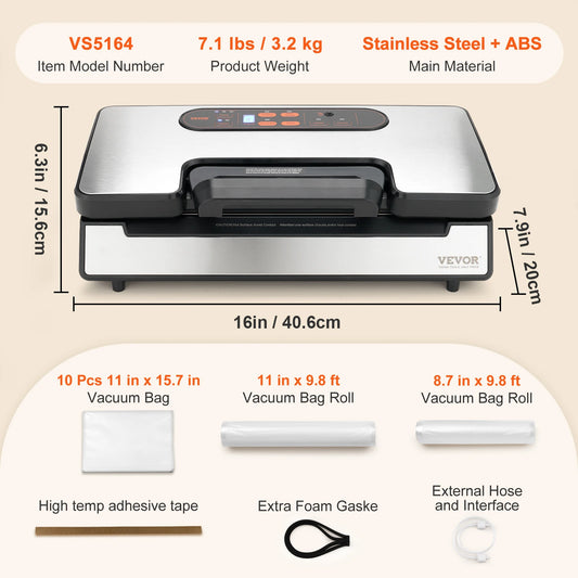 SucceBuy Vacuum Sealer 90KPa 130W With Free Vacuum Bags