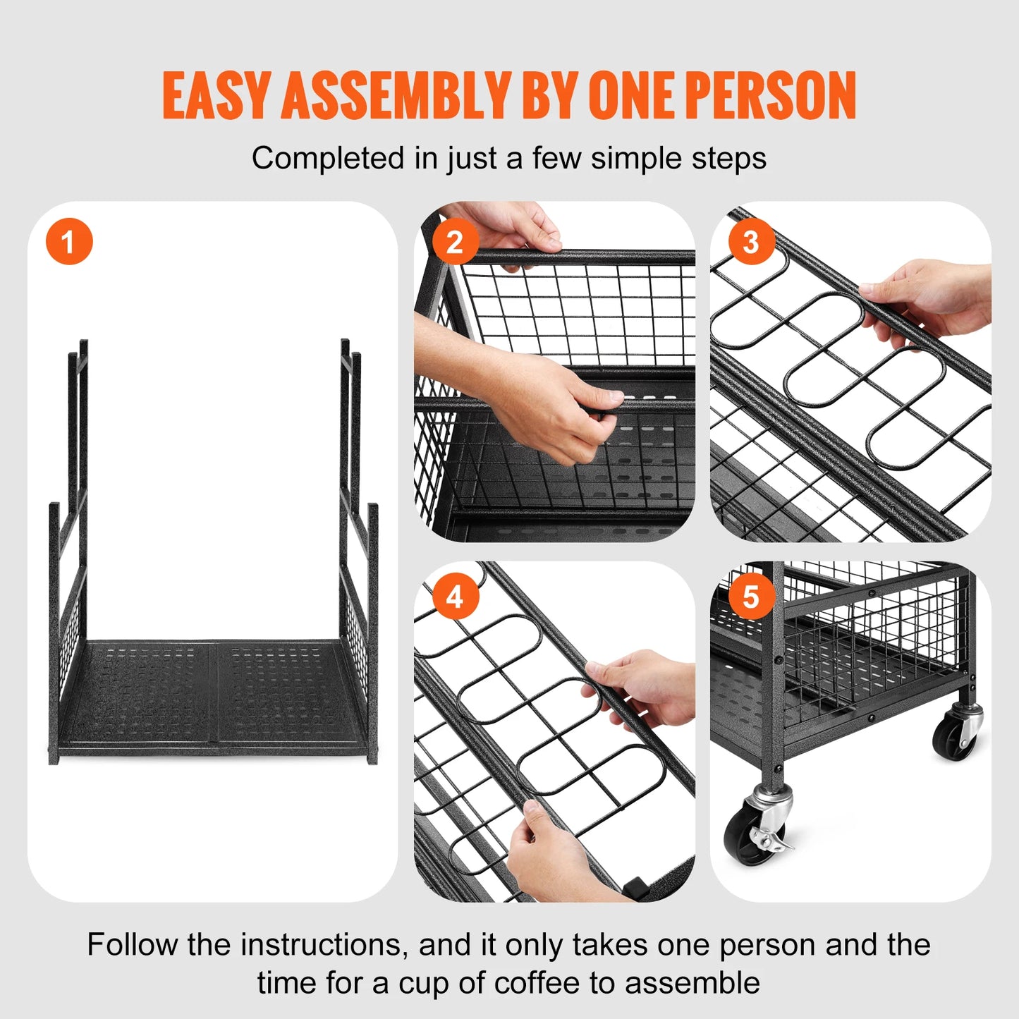 16 Slot Garden Tool Organizer Rack With Hooks And Wheels