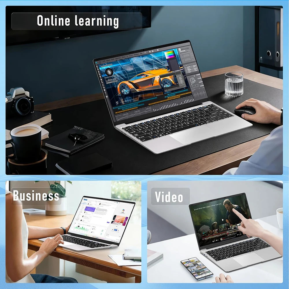 Xiaman Ultra Slim Windows 11 Laptop Intel Atom A3950 12GB RAM 1TB SSD Notebook