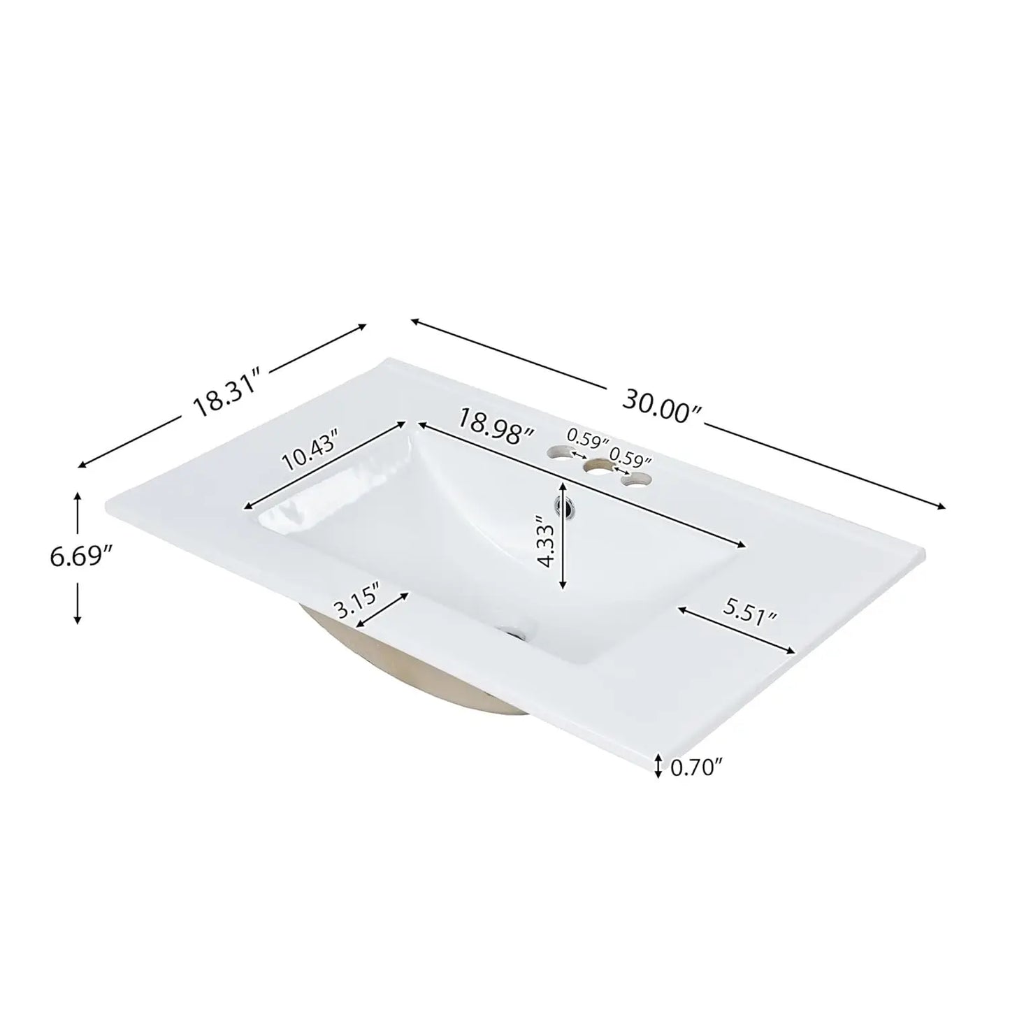 Modern Freestanding Bathroom Vanity With Ceramic Sink And Drawers