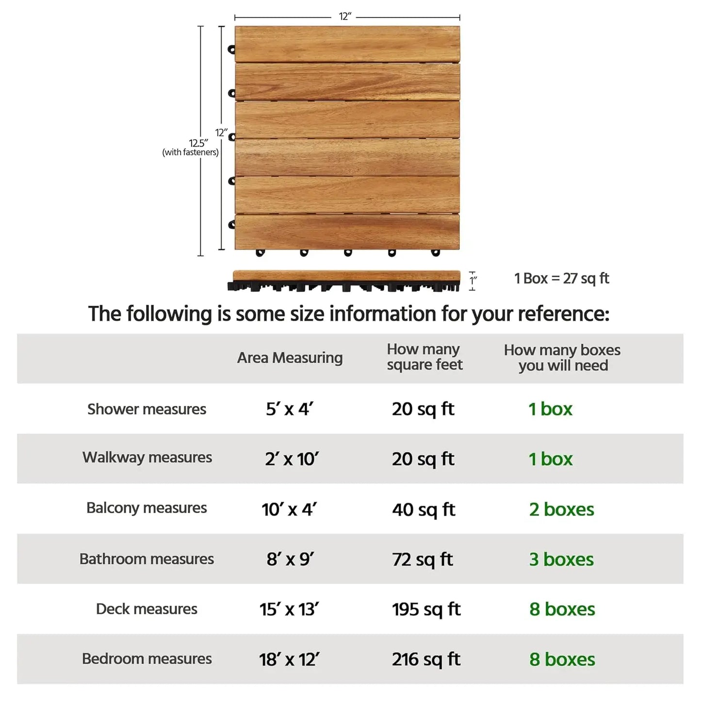 Acacia Wood Interlocking Flooring Tiles Waterproof For Outdoor And Indoor