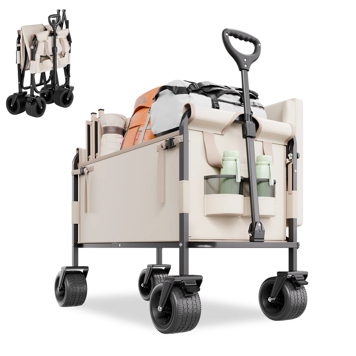 Vevor Collapsible Folding Wagon 550 Lb Load Portable Utility Cart
