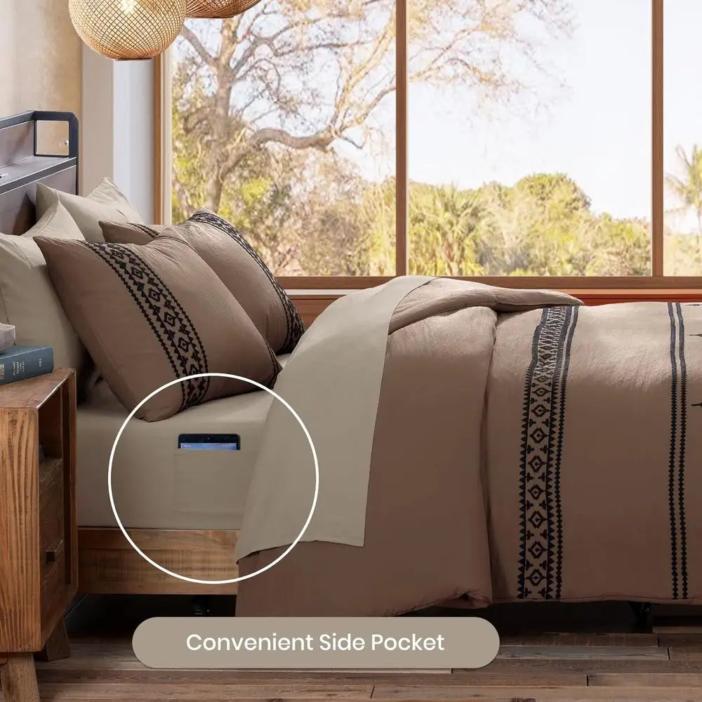 Boho Style All-Season Bedding Set 7-Piece Comforter With Sheets