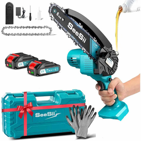 Seesii Cordless Mini Chainsaw For Woodworking And Pruning 18V Battery