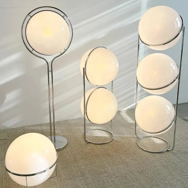 Taonuanshu Delord Floor Lamp Chrome Metal White Acrylic Ball