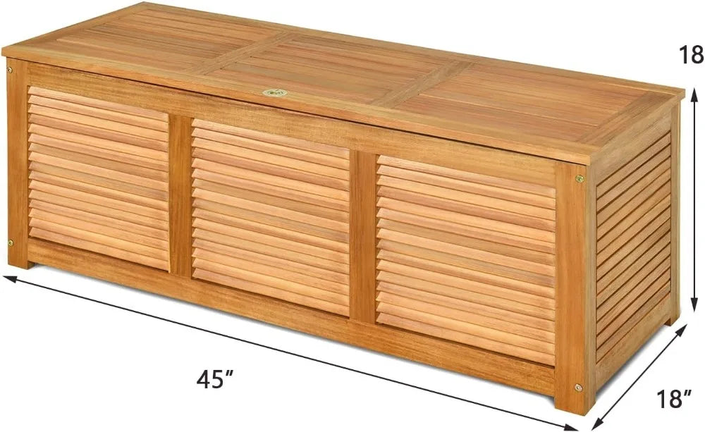Acacia Wood Deck Box Outdoor Storage Bench For Garden Tools
