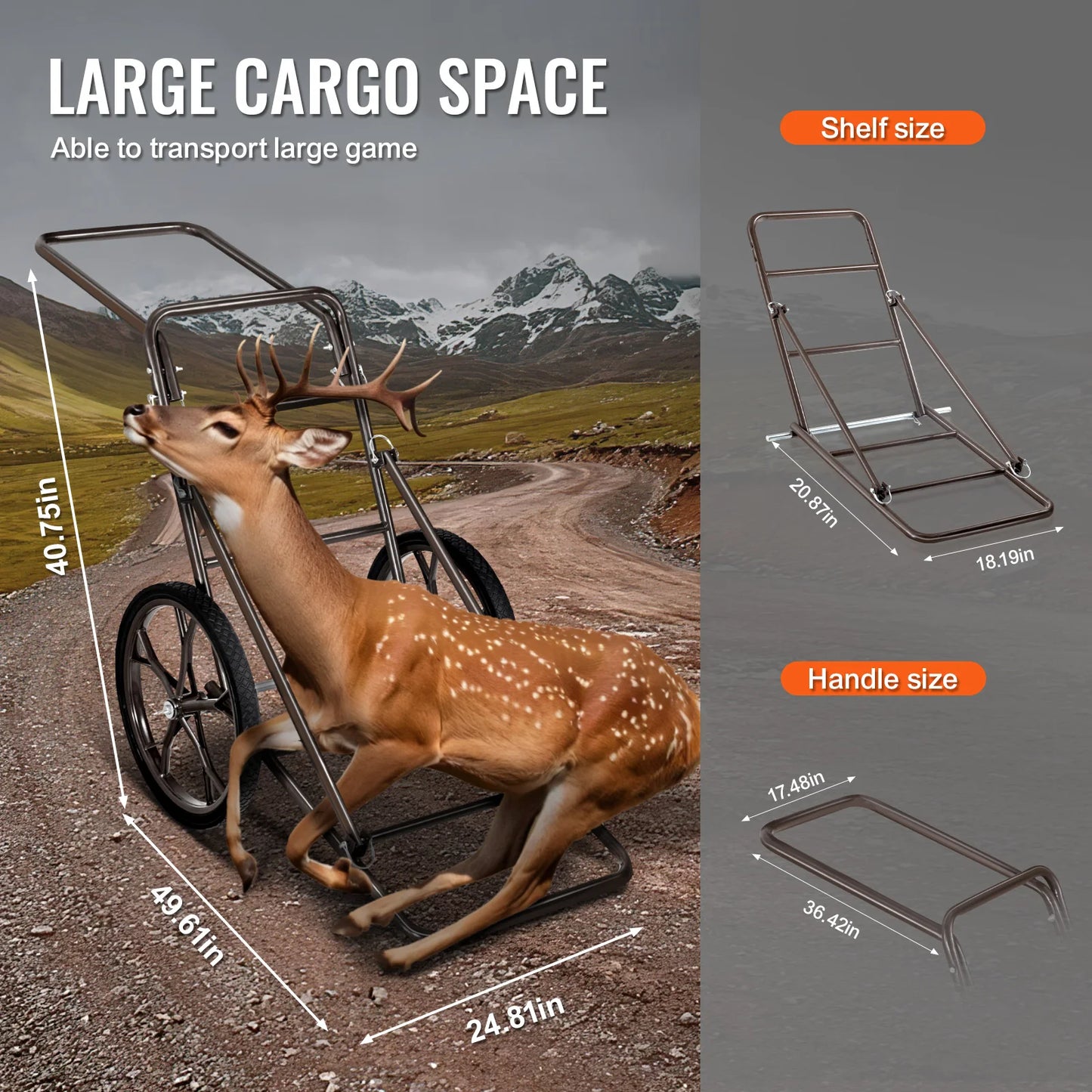Deer Cart Folding Game Hauler 500 Lbs With Big Wheels