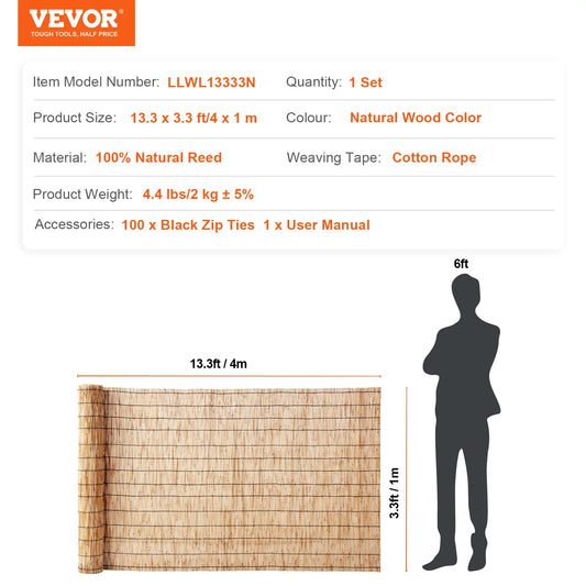 SucceBuy Natural Reed Fencing Roll For Outdoor Backyard Patio Divider