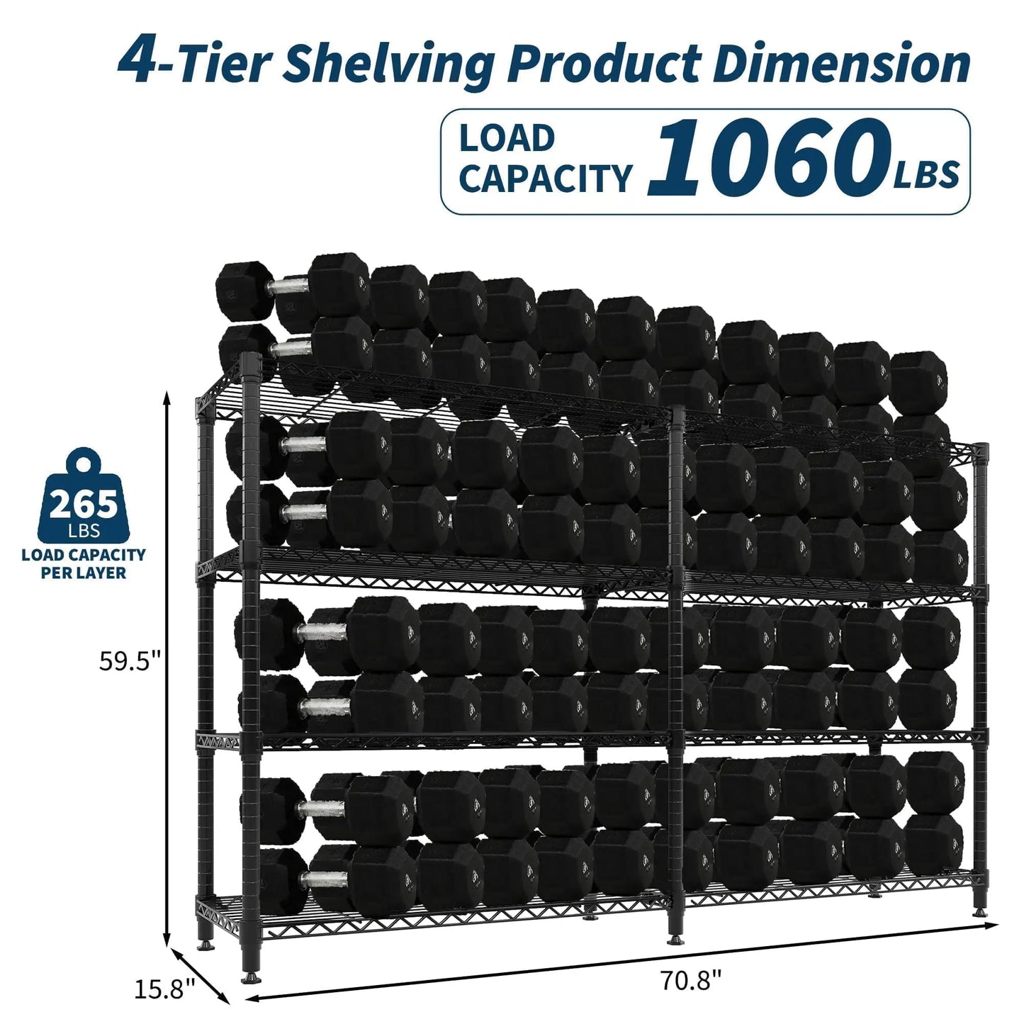 4 Tier Metal Storage Shelves Heavy Duty Wire Shelving Unit