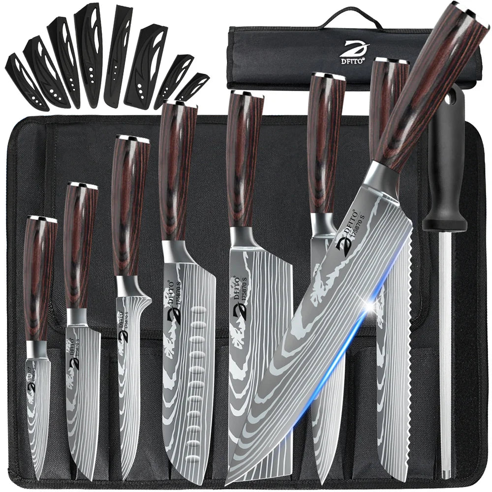 MDHAND 8 Piece Damascus Stainless Steel Kitchen Knife Set