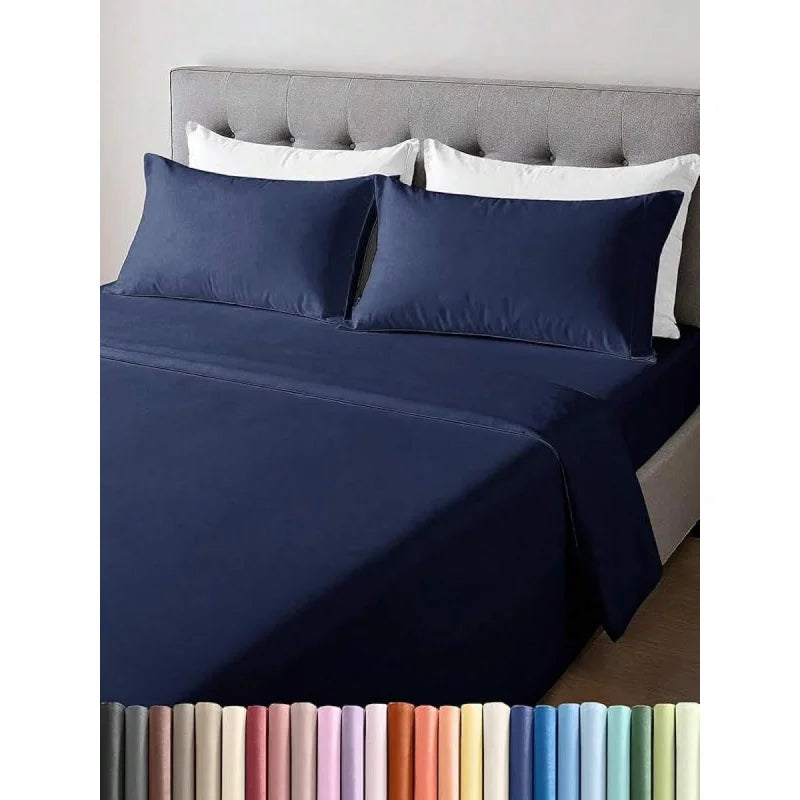 Lightweight 4 Piece Cooling Cotton Sheet Set With Deep Pockets