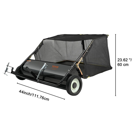 SucceBuy Tow Behind Lawn Sweeper Heavy Duty Leaf Grass Collector