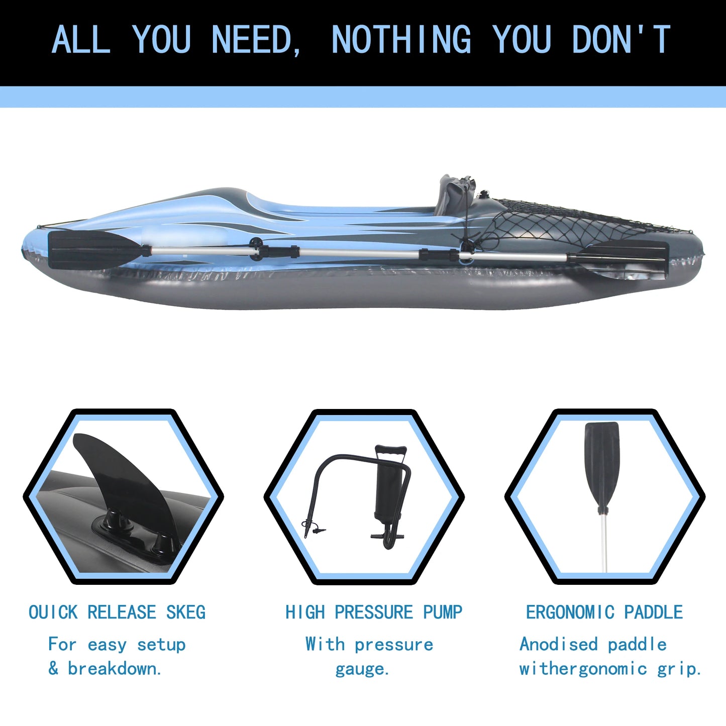 HHSJZWCY Inflatable One Person Kayak for Lakes and Rivers