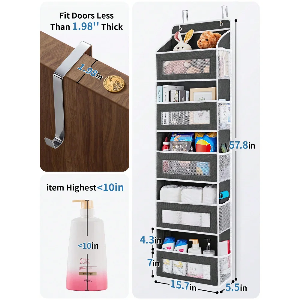 Nonwoven Door Organizer Rack With Five Layers For Hanging Storage