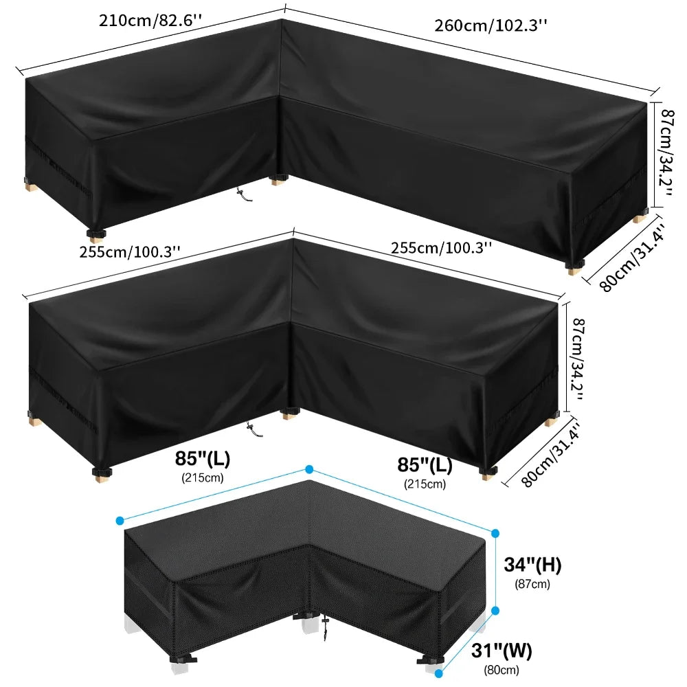 L Shape Outdoor Furniture Cover Waterproof Dustproof Mold Resistant
