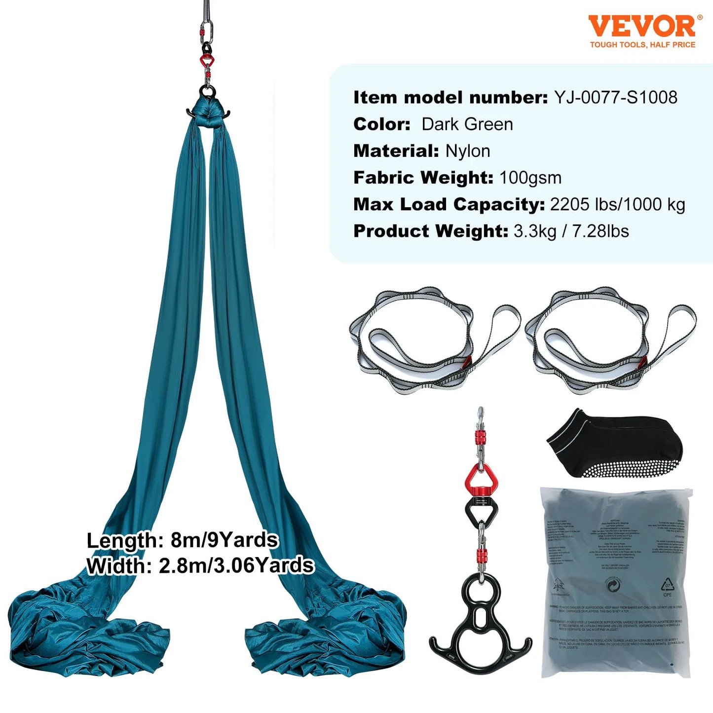 VEVOR Aerial Yoga Hammock Starter Kit With Silk Straps