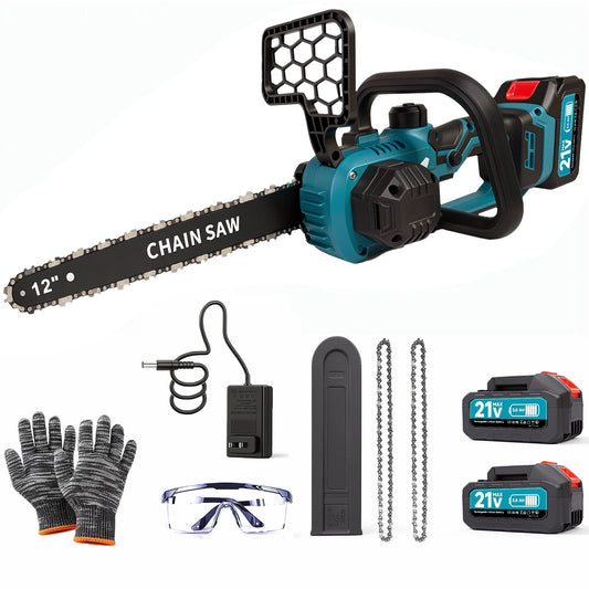 XYSD 21V Cordless Electric Chainsaw With Two 3000mAh Batteries