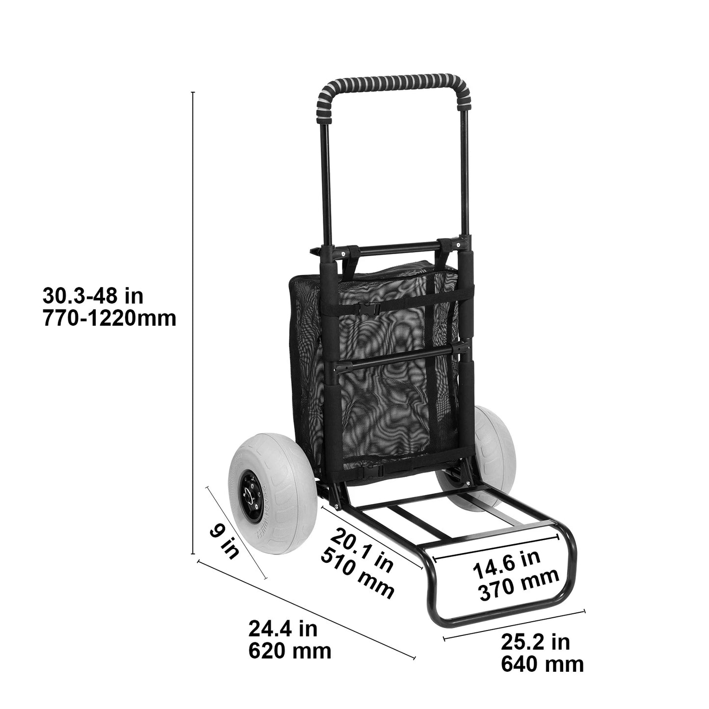 Succebuy Folding Beach Cart With Big Balloon Wheels And Cargo Deck