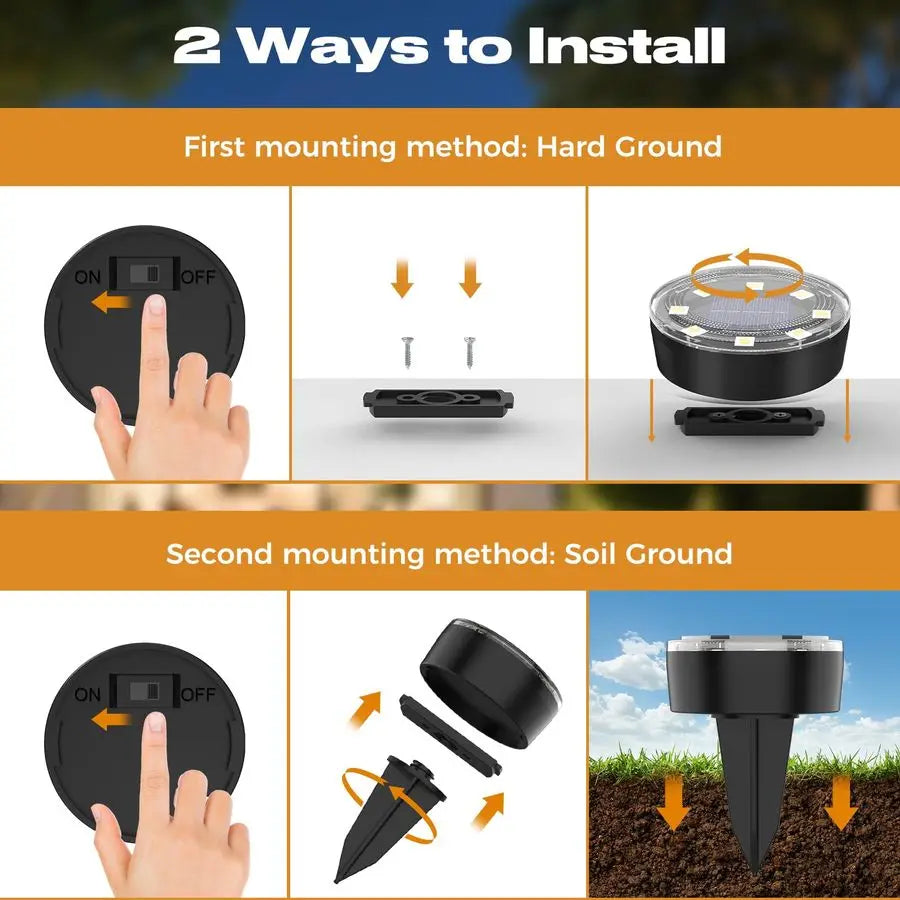 Mini Solar Ground Lights 24 Pack Outdoor Waterproof LEDs
