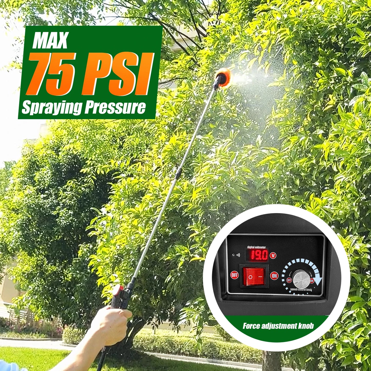 Garden Electric Sprayer With Telescopic Wand And Five Nozzles