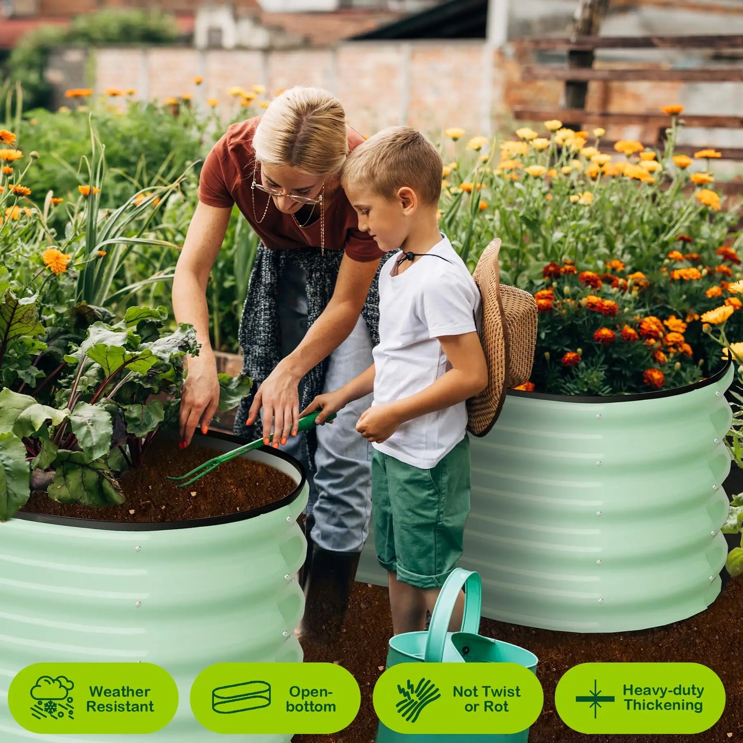 Himiss 2 Pack Galvanized Steel Raised Garden Planter Box For Vegetables Flowers