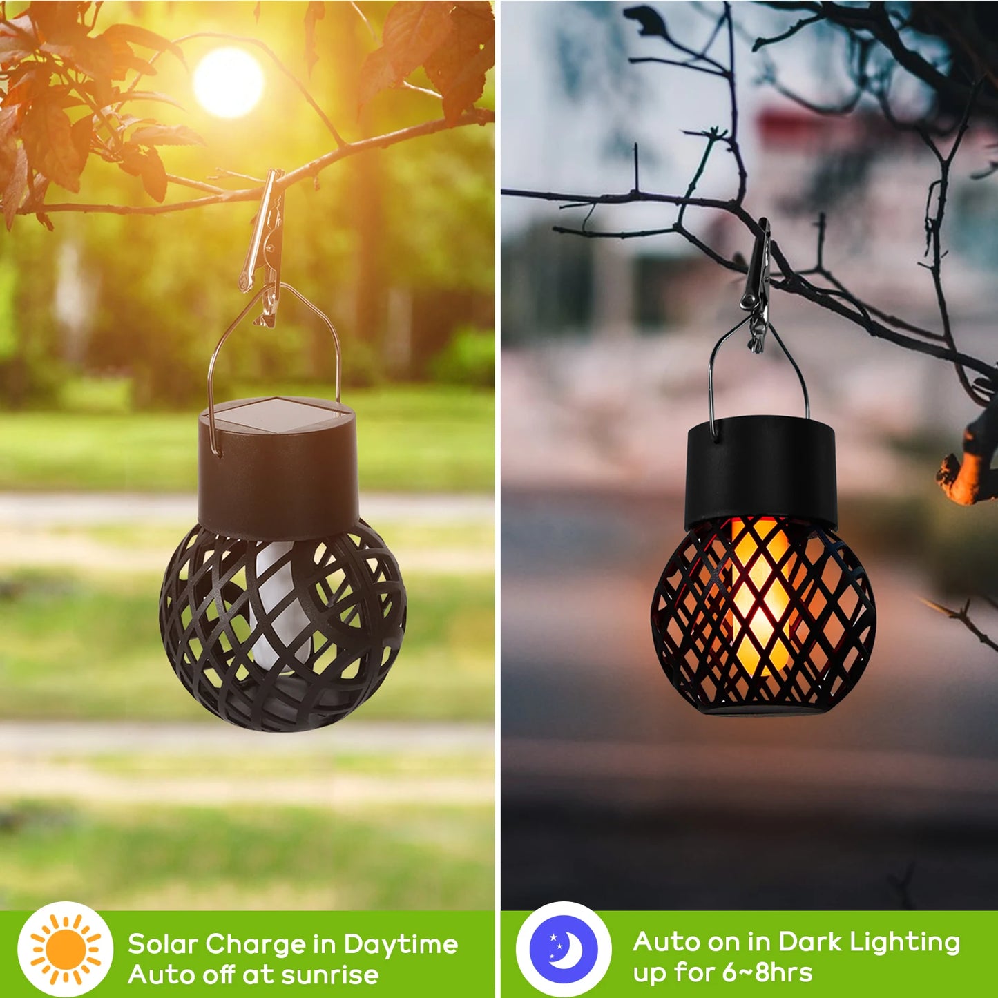 Solar Pendant Lights Outdoor Flicker Flame LED For Gardens