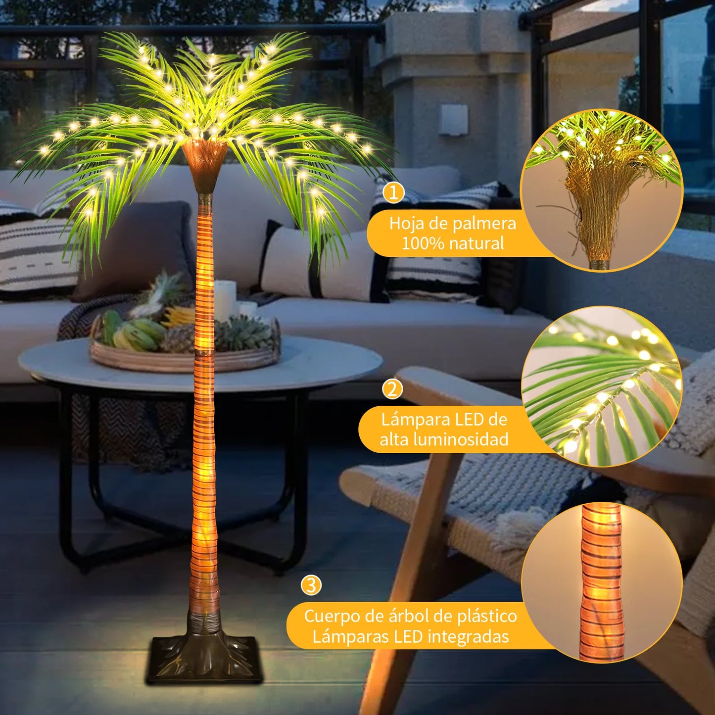 Solar Powered LED Palm Tree Light For Garden Patio Decor