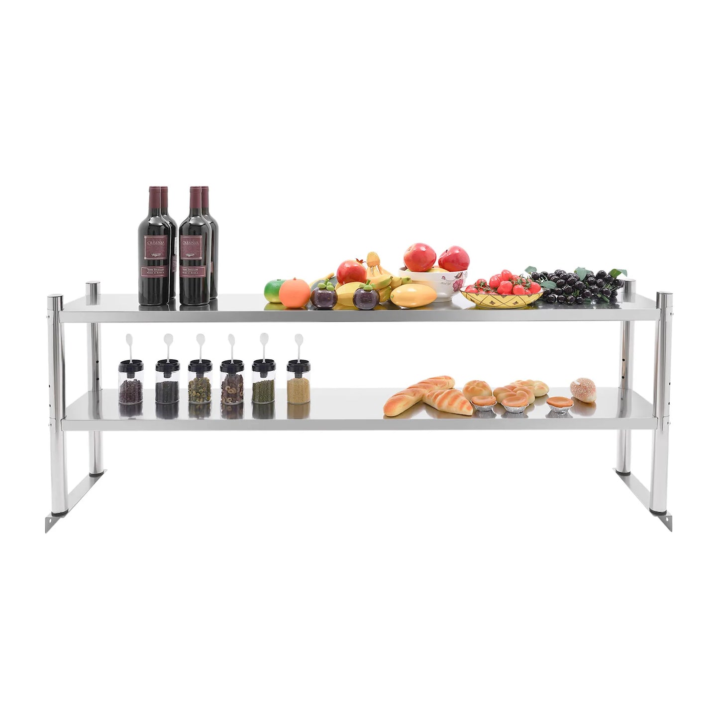 Stainless Steel Two Tier Adjustable Shelving Unit For Kitchen