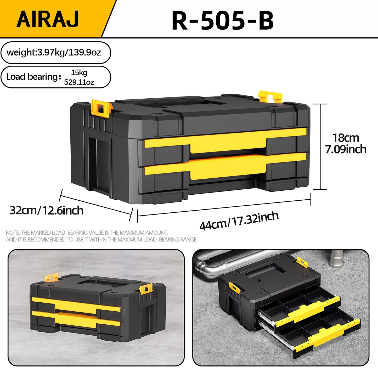 AIRAJ Multifunctional Tier Stackable Tool Organizer With Rolling Storage